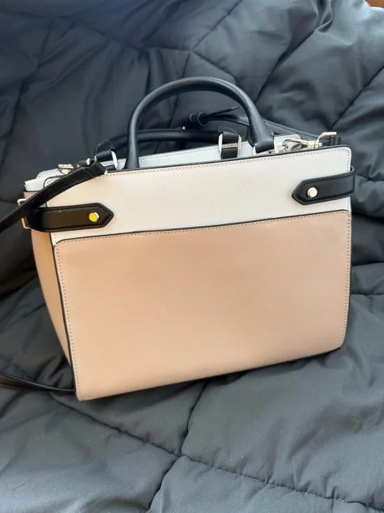 kate spade New York Two-Tone Tan & White Leather Satchel - Picture 2 of 5